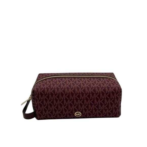 RETAIL $328 MICHAEL KORS JET SET TRAVEL MEDIUM COSMETIC CASE OXBLOOD - Picture 1 of 16